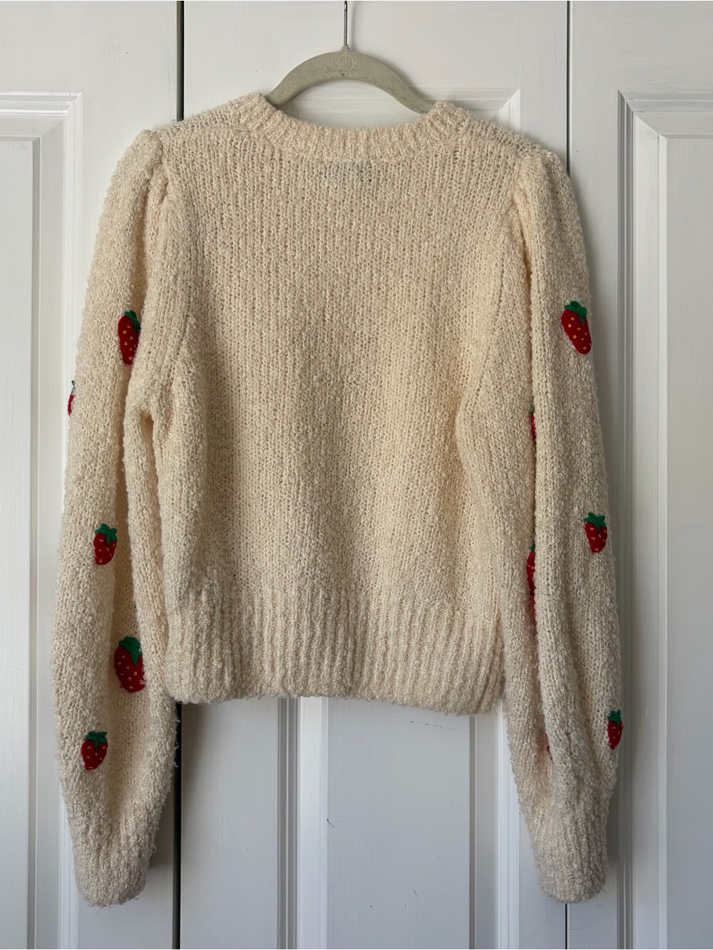 & Other Stories Cream Sweater with Red Strawberry Embroidery - Picture 4 of 7